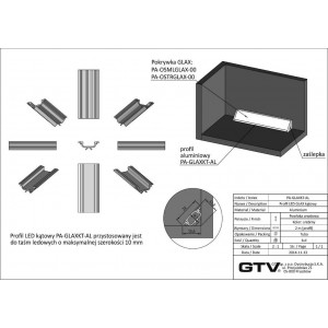 Aliuminis profilis GLAX, kampinis.