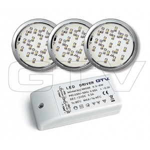 LED LIGHT-BULBS SET LUGO 319, 19 DIODE,CHROM, 3X1,14W, 6400K