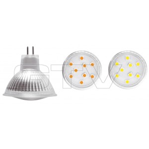 LIGHT-BULB LED SMD 5050, 9 LED, WARM WHITE, MR1