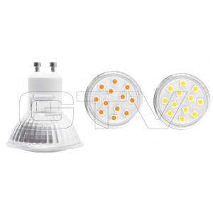 LIGHT-BULB LED SMD 5050, 12 LED, WARM WHITE, GU10