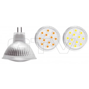 LIGHT-BULB LED SMD 5050, 12 LED, WARM WHITE, MR16