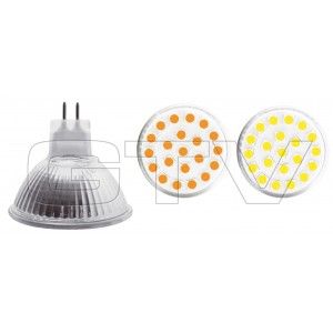 LED LAMP LIGHT-BULB SMD 5050, 21 DIODE, WARM WHITE, MR16, 4W, AC8-30V